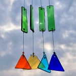 Upcycled prism stained glass suncatcher hanging