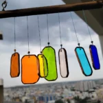 Colorful geometric windchime hanging