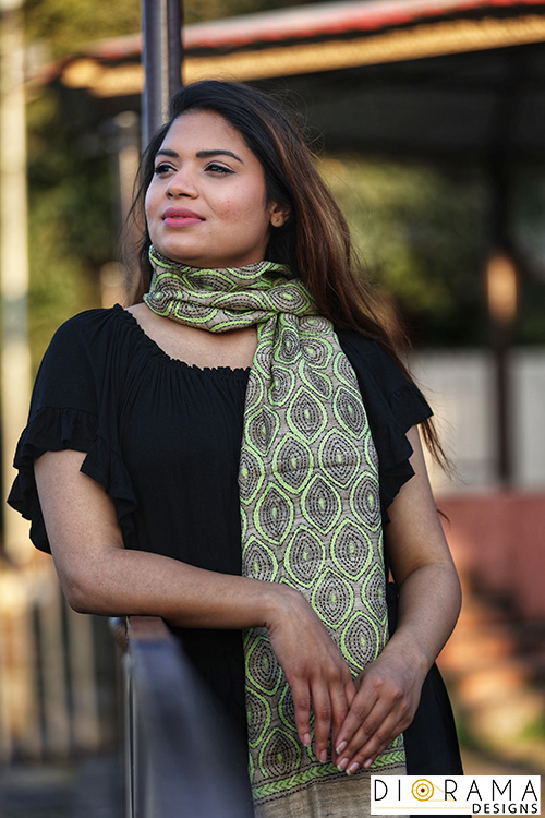 Kantha Stitch Hand Embroidered Tussar Silk Stole
