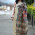 Modal Silk Hand painted Madhubani Saree