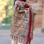 Kalamkari Tussar Ghicha Handloom Silk Hand painted Dupatta