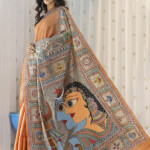 Madhubani Hand-painted Shiv Parvati Tussar Silk Saree