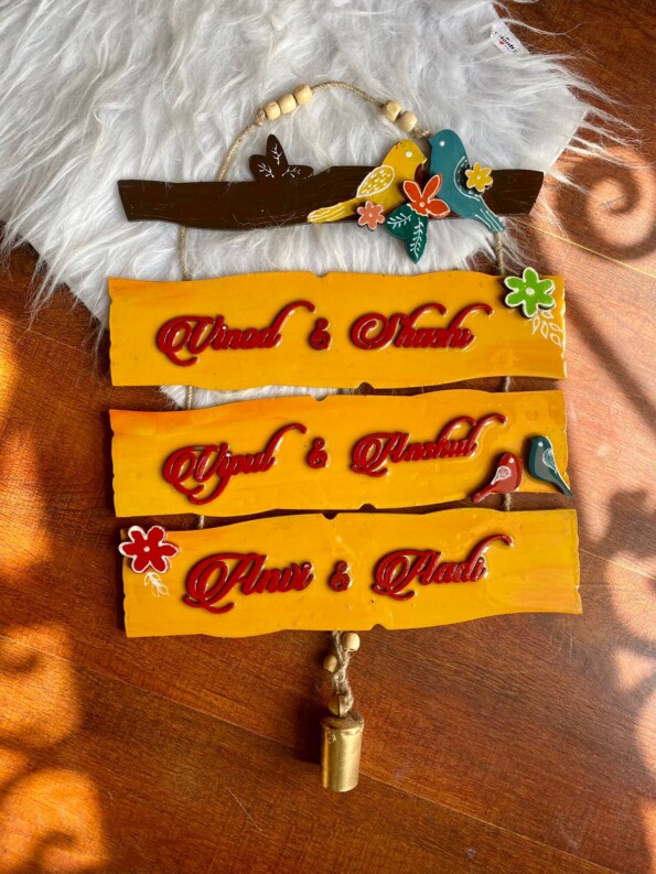 Birds N Bells Yellow Nameplate