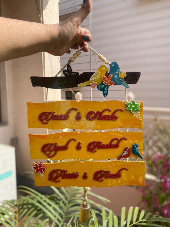 Birds N Bells Yellow Nameplate 1