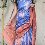 Shibori Linen Madhubani Hand-painted Saree