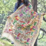 Kantha Stitch Hand Embroidered Tussar Silk Dupatta