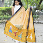 Pattachitra Hand Painted Cotton Ikkat Dupatta