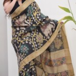 Hand Painted Kalamkari Tussar Silk Saree