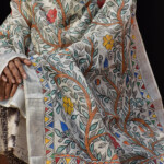 Floral Linen Handpainted Madhubani Dupatta