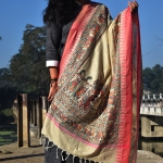 Madhubani Handpainted Beige Cotton Dupatta