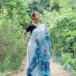 Madhubani Hand-painted Linen Saree