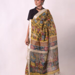 Kalamkari Hand-Painted Maheshwari Silk Saree