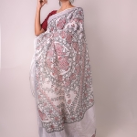 Madhubani Hand-painted Linen Saree
