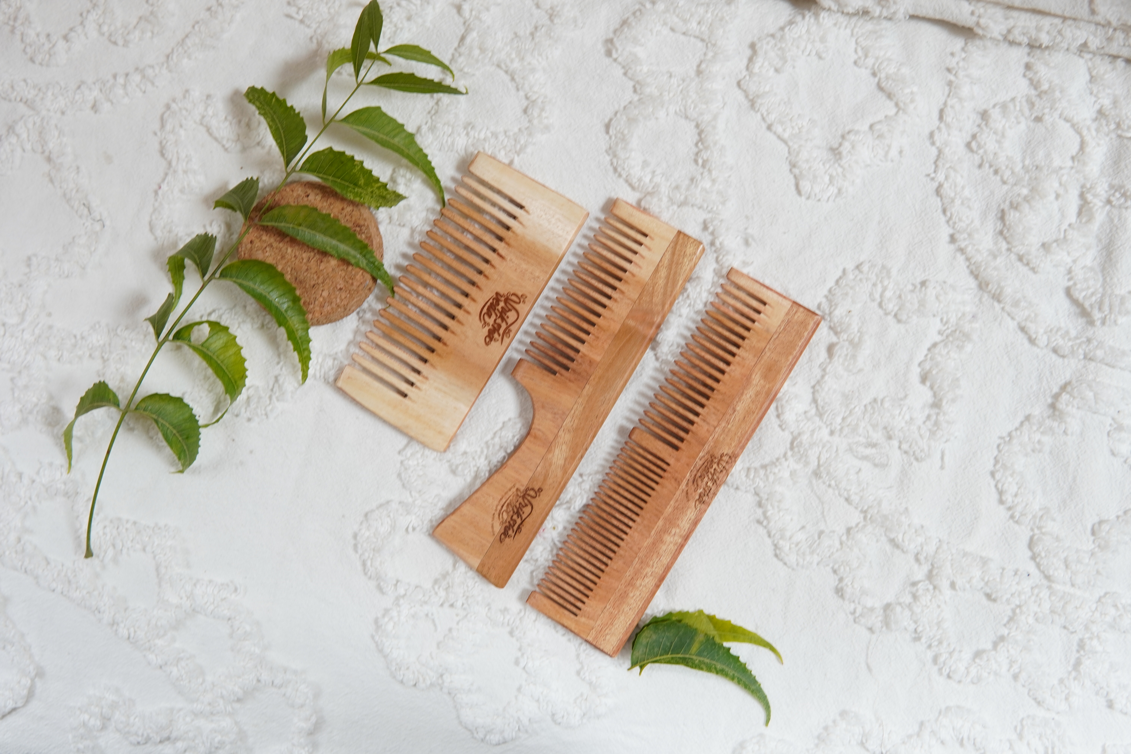 Set Of 3 Neem Wood Combs