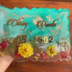 Green Nameplate with Natural Dried Flowers