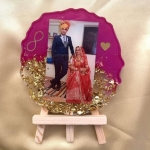 Purple with Gold Gilter Resin Frame with easel stand
