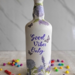 Light purple and white Decoupage Bottle Art