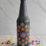 Colorful Dotted Flower Mandala Bottle Art