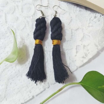 Black Macrame Earring