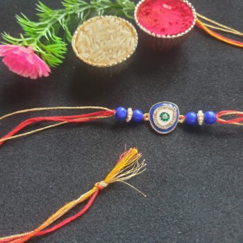 Evil Eye Rakhi With Blue Beads