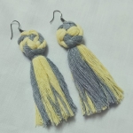 Grey & Pale Yellow Macramé Earrings