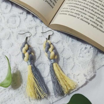 Grey Skin Tone Macrame Earring S