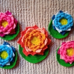 Handmade Crocheted Woolen Lotus With Leaves