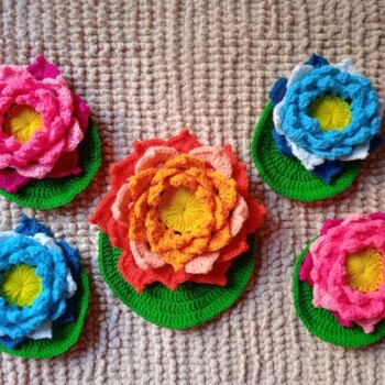 Handmade Crocheted Lotus Home Decor