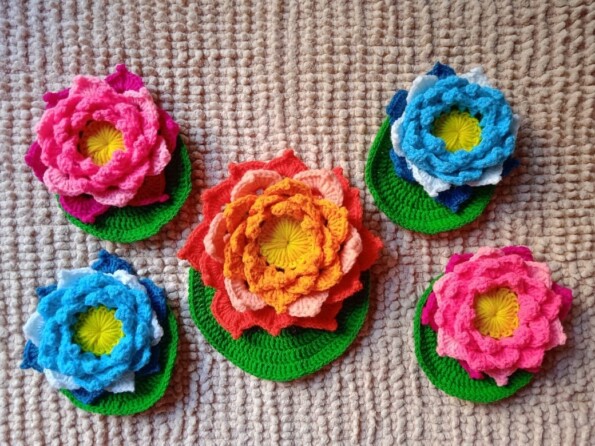 Handmade Crocheted Lotus Home Decor