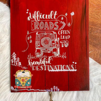 Red Wooden Plaque