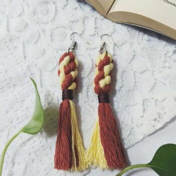 Tan Skin Macrame Earring S