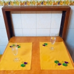 Embroidered cotton table mat set. Eco friendly, durable, washable table décor.