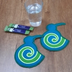 Kiwi pair coaster set, Embroidered coaster gift set, Kiwi embroidery, washable, reusable fabric coaster set