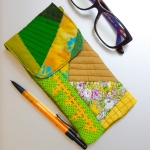 Hand embroidered glasses case, Upcycled fabric cellphone cover, Soft feel, cushioned sunglass pouch, Handmade gift