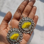 Resin Oxidised Earrings (Yellow)