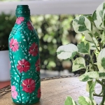 Green & Pink Handpainted Bottle