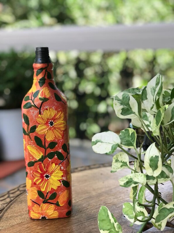 Orange Handpainted Bottle