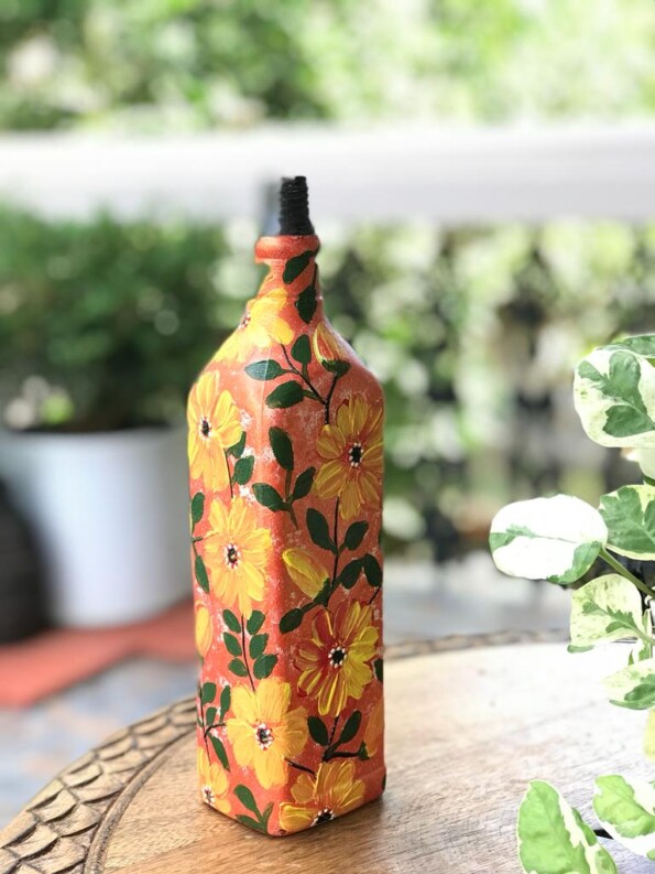 Orange Handpainted Bottle 1