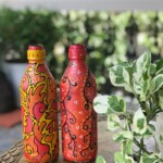 Red & Orange Handpainted Bottle