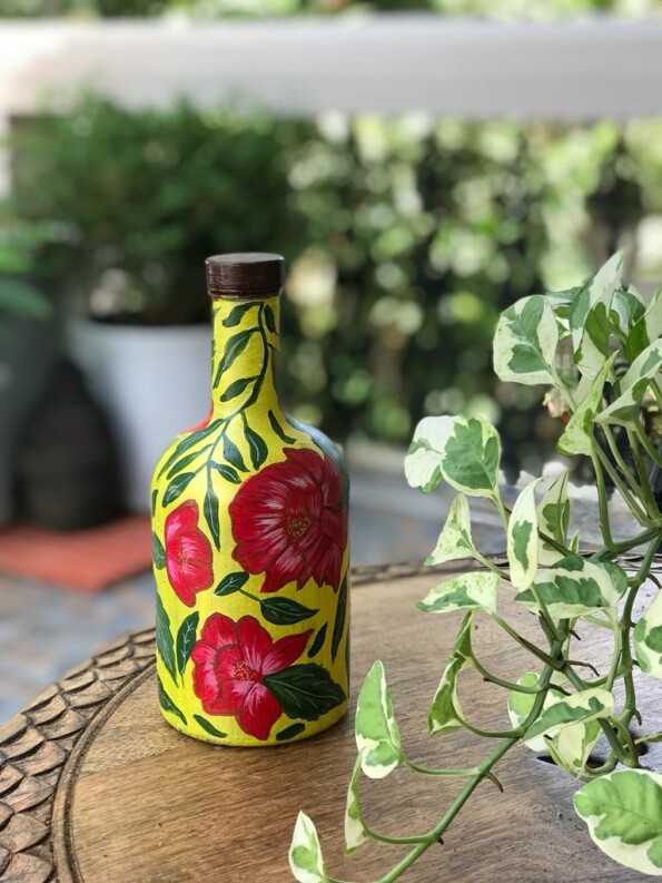 Yellow Handpainted Bottle