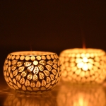 Handmade Tea light set of 2 lamps for home decor and gifting gold leaf