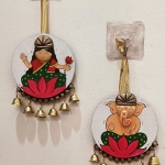 Customized handmade Lakshmi Ganesha hanging pair with little cute bells …