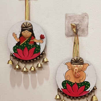 Customised Handmade Lakshmi Ganesha Hanging Pair With Little cute bells ...