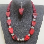 Boho Red Necklace with Silver Touch