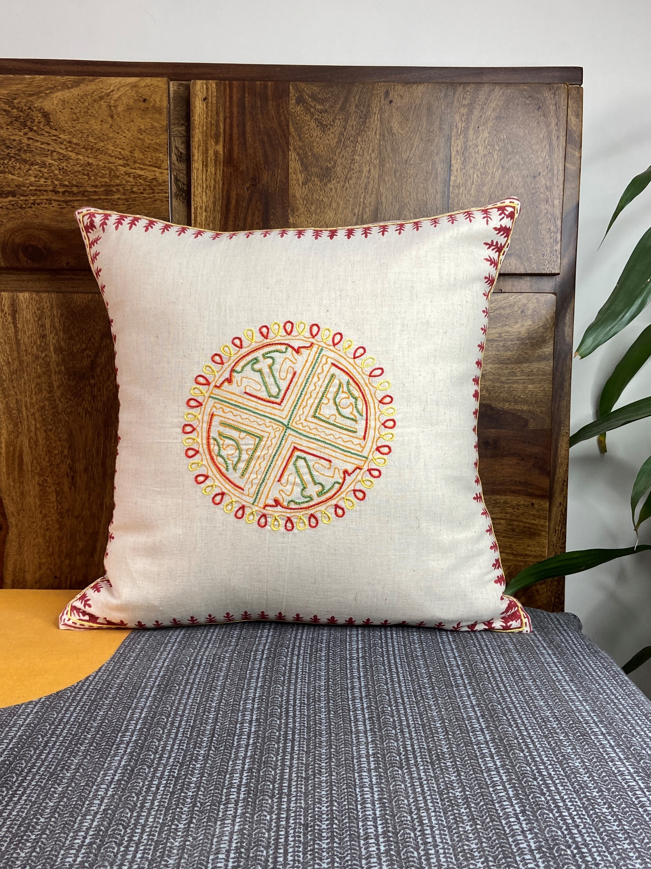 Hand Painted Linen Cushion Cover
