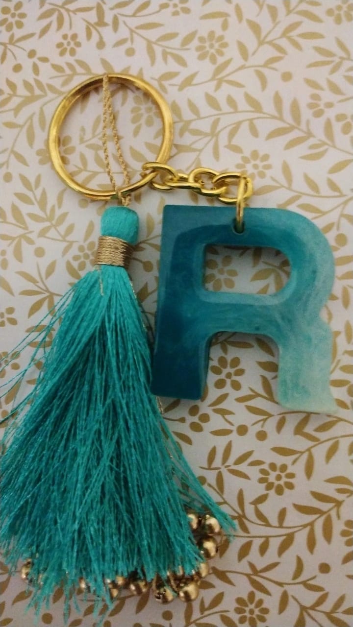 Handmade Resin Letter Keychain
