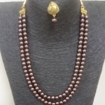 Dual layered Coffee Brown Pearl Necklace Set