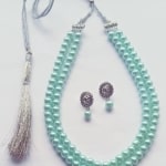 Dual layered sea blue pearl necklace set