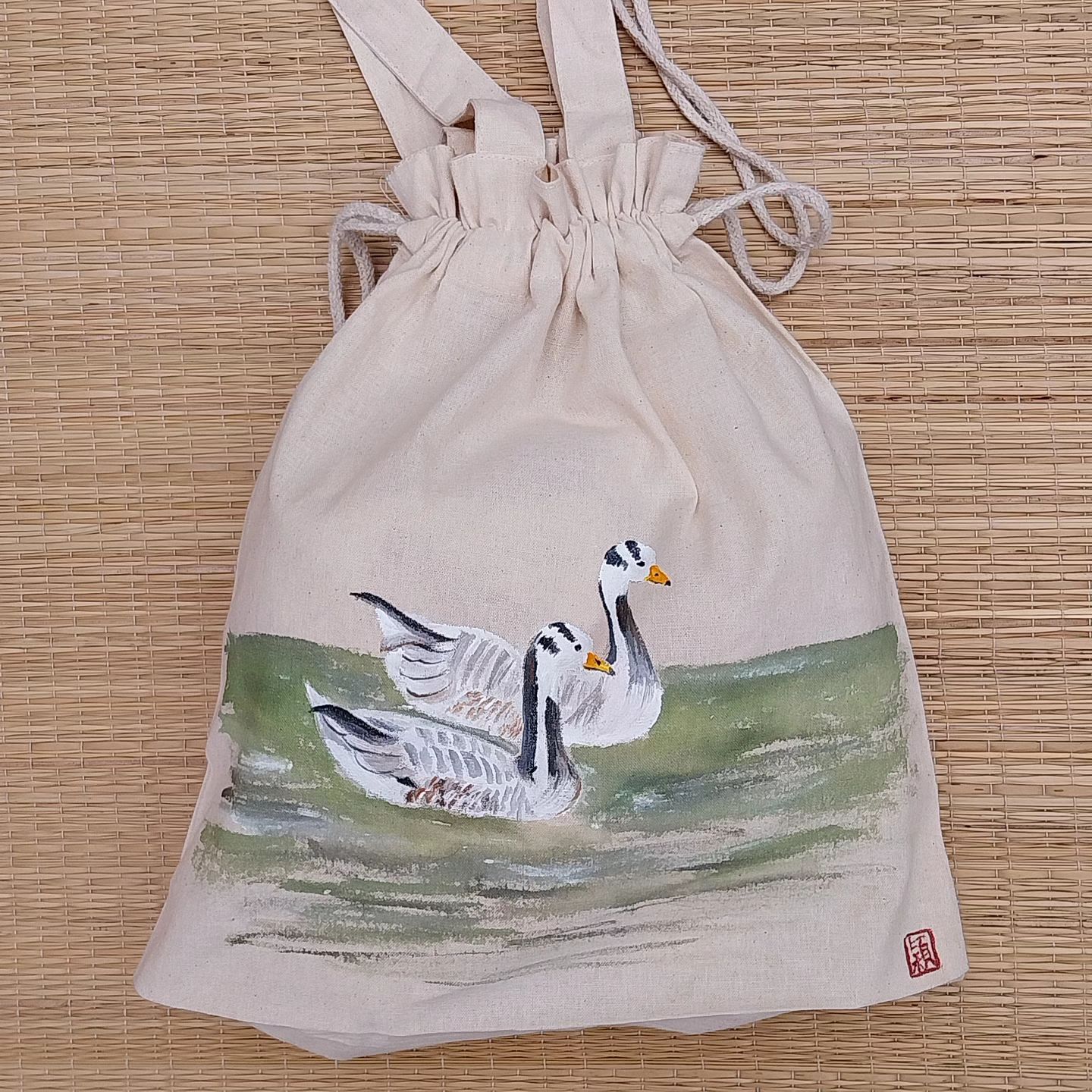 Birds of India Series- Black-winged stilts – Hand Painted Pouch by Wing-yin LAU