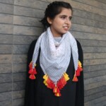 Polka Dot Block Printed Cotton Tassel Scarf